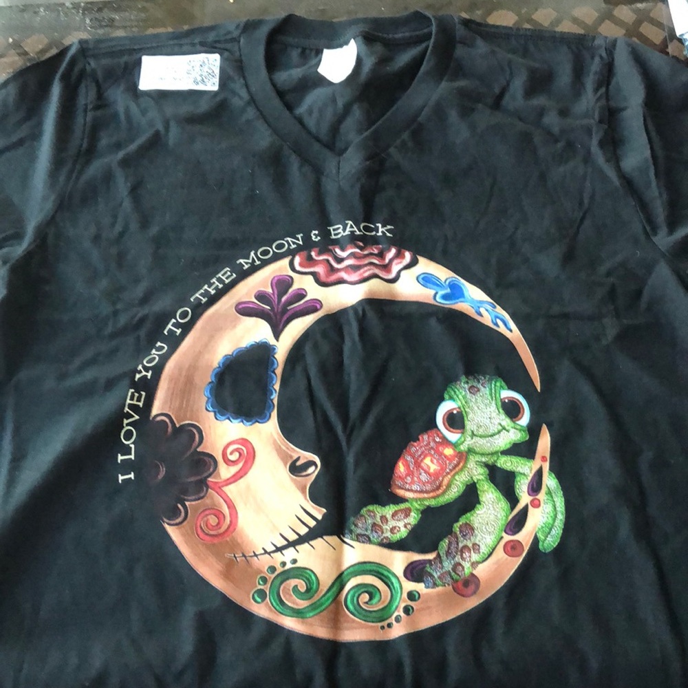 Dark black v neck t shirt.